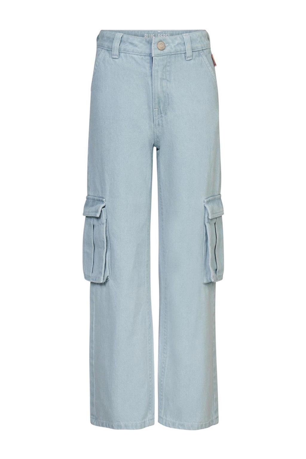 Blauwe meisjes Blue Rebel loose fit jeans Izzie van denim met regular waist, rits- en haaksluiting en effen