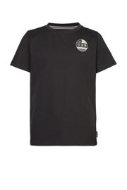 thumbnail: Zwarte jongens Blue Rebel T-shirt Jeremy van katoen met tekst print, korte mouwen en ronde hals