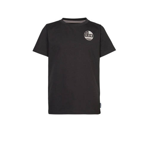 Blue Rebel T-shirt Jeremy met tekst zwart Jongens Katoen Ronde hals Tekst 98 104