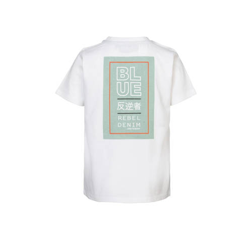 Blue Rebel T-shirt Jovanni met tekst wit Jongens Katoen Ronde hals Tekst 110 116