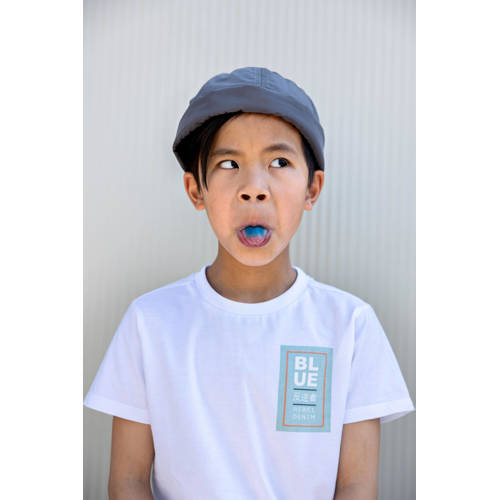 Blue Rebel T-shirt Jovanni met tekst wit Jongens Katoen Ronde hals Tekst 98 104