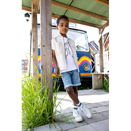 Blue Rebel T-shirt Jamal met printopdruk wit Jongens Katoen Ronde hals 98 104