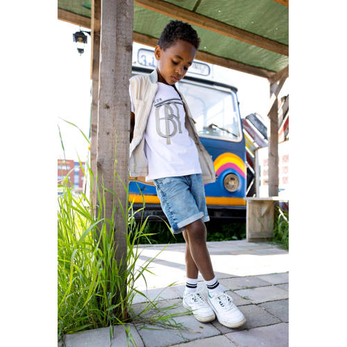 Blue Rebel T-shirt Jamal met printopdruk wit Jongens Katoen Ronde hals 110 116