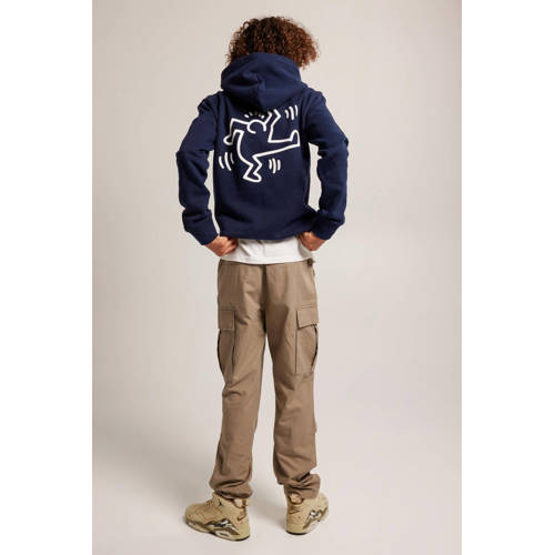 America Today hoodie Sly met backprint donkerblauw wit Sweater Backprint 134 140