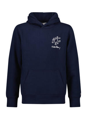 hoodie Sly  met backprint donkerblauw/wit