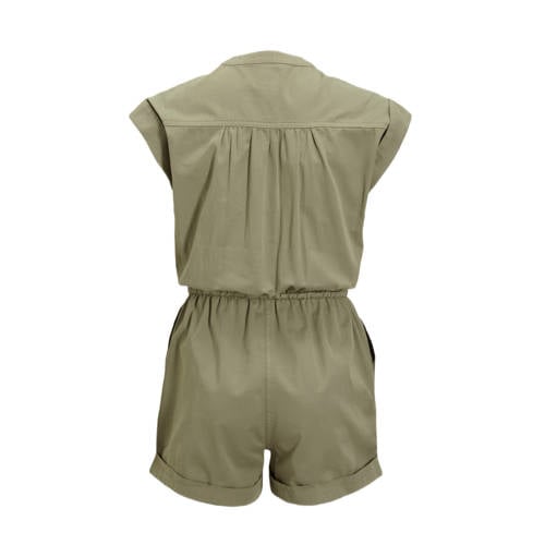 Me & My Monkey jumpsuit Pip khaki Groen Meisjes Katoen Henleykraag Effen 110 116