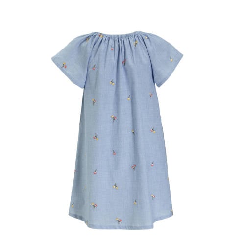 Me & My Monkey chambray jurk Paike lichtblauw Meisjes Katoen Ronde hals 104