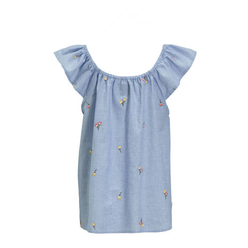 Me & My Monkey chambray top Polly lichtbkauw Blauw Meisjes Katoen Ronde hals 104