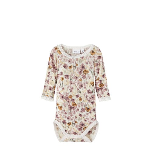 NAME IT BABY wollen romper NBFWANG all over print Paars All over print 