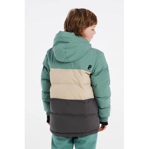 Protest ski-jack PRTCROW JR donkergroen ecru mintgroen Skijack Jongens Polyester Capuchon 116