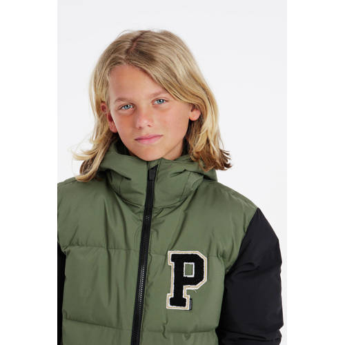 Protest ski-jack PRTLARK JR groen zwart Skijack Jongens Polyester Capuchon 116