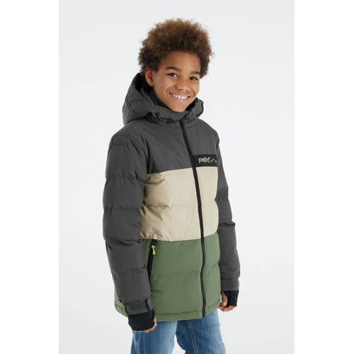 Protest ski-jack PRTCROW JR groen ecru grijs Skijack Jongens Polyester Capuchon 128