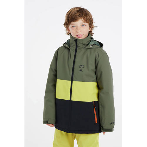 Protest ski-jack PRTSKIMMER JR groen limegroen zwart Skijack Jongens Polyester Capuchon 116
