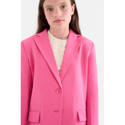 Shoeby relaxed fit blazer roze Meisjes Polyester Reverskraag Effen 134 140