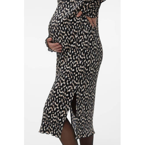 Mamalicious zwangerschapsjurk MLAMALIA met all over print zwart wit Dames Polyester Boothals XL