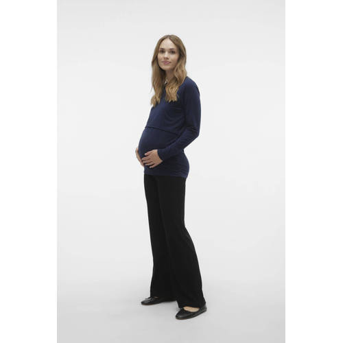 Mamalicious high waist loose fit broek MLJOSEFINA zwart Dames Polyester M