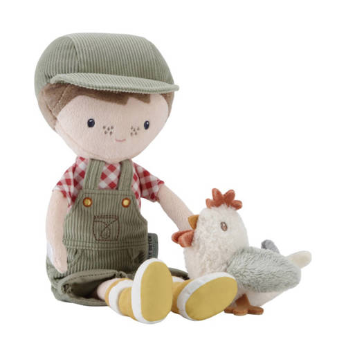 Little Dutch knuffelpop boer jim met kip knuffel 35 cm Groen