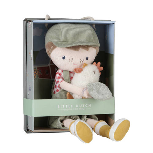 Little Dutch knuffelpop boer jim met kip knuffel 35 cm Groen