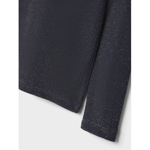 name it KIDS longsleeve NKFRAGNE met glitters donkerblauw Meisjes Polyamide Opstaande kraag 116