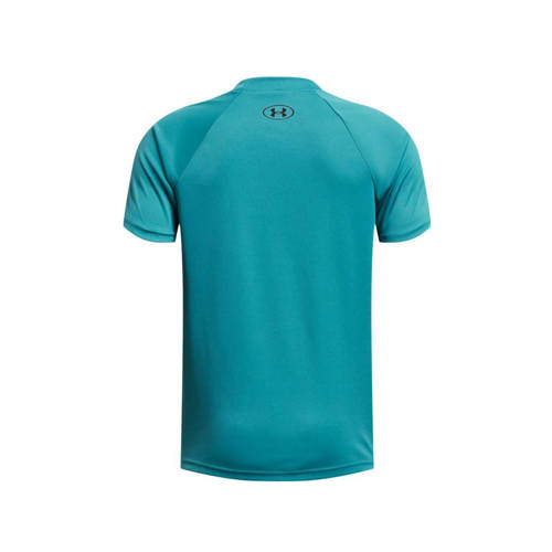 Under Armour sportshirt Tech petrol zwart Sport t-shirt Blauw Jongens Polyester Ronde hals 140