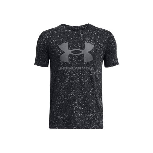 Under Armour sportshirt Sporstyle Logo zwart/grijs Sport t-shirt Jongens Katoen Ronde hals