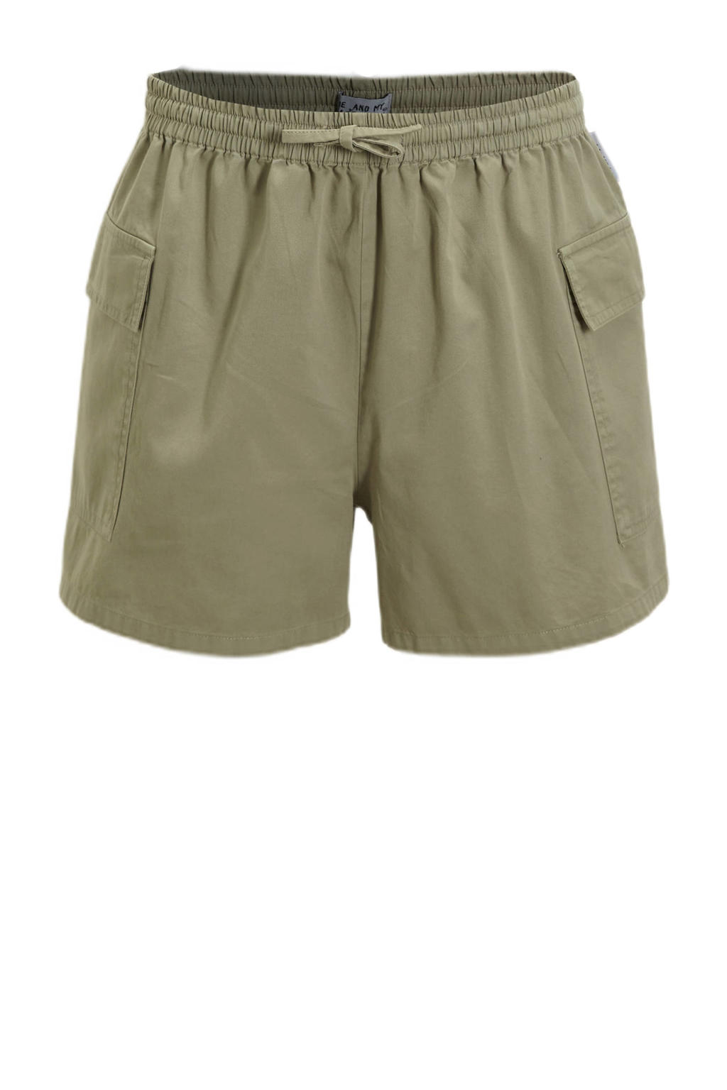 Kakikleurige meisjes Me & My Monkey short Priya van katoen met elastische tailleband met koord