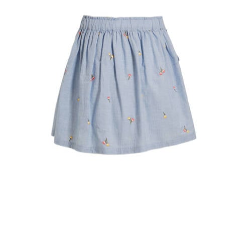 Me & My Monkey chambray rok Pluba lichtblauw Meisjes Katoen Bloemen 104