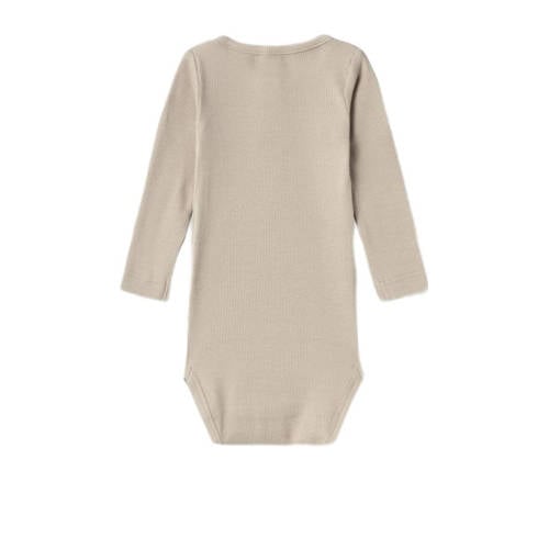 Name it BABY romper NBMKAB taupe Bruin Jongens Katoen Ronde hals Effen 50