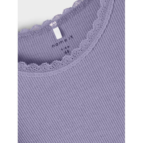 name it BABY romper NBFKAB lila Paars Meisjes Katoen Ronde hals Effen 50