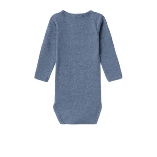 name it BABY romper NBMKAB staalblauw Jongens Katoen Ronde hals Effen 50