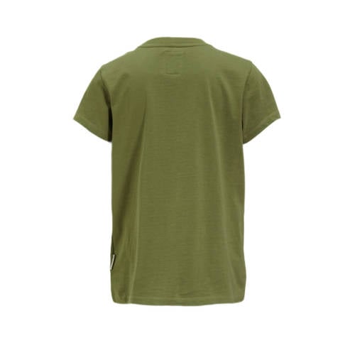 Me & My Monkey T-shirt Parille met tekstopdruk khaki Groen Meisjes Katoen Ronde hals 110 116