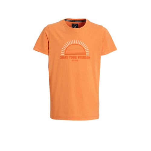 Me & My Monkey T-shirt Piter met printopdruk oranje Jongens Katoen Ronde hals