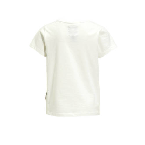 Me & My Monkey T-shirt Parille met tekstopdruk wit Meisjes Katoen Ronde hals 98 104