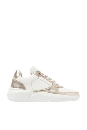  leren sneakers wit/goud
