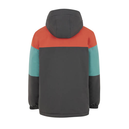 Protest ski-jack PRTPECKER JR antraciet oranje turquoise Skijack Grijs Jongens Polyester Capuchon 104