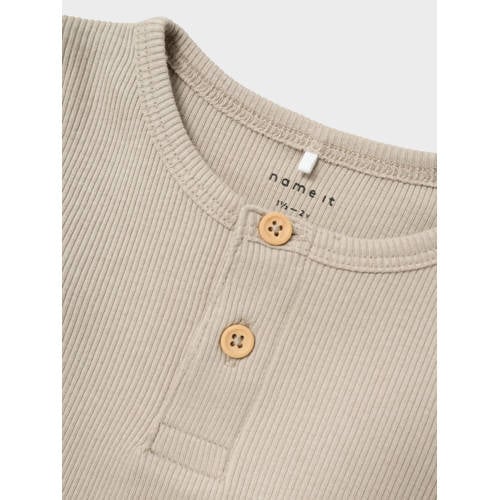 Name it MINI longsleeve NMMKAB beige Jongens Stretchkatoen Ronde hals Effen 122 128