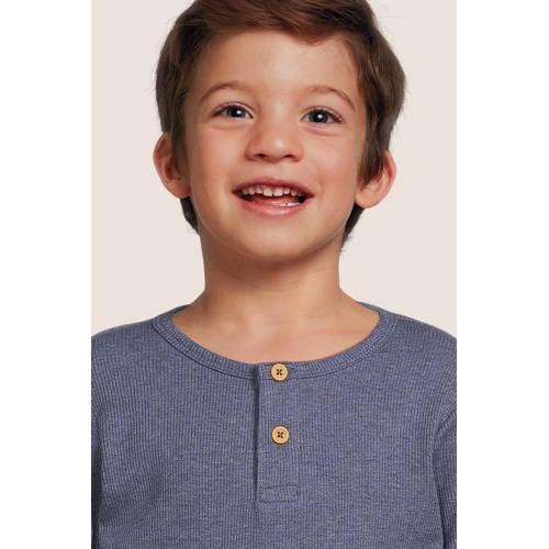 name it MINI longsleeve NMMKAB middenblauw Jongens Katoen Ronde hals Effen 80