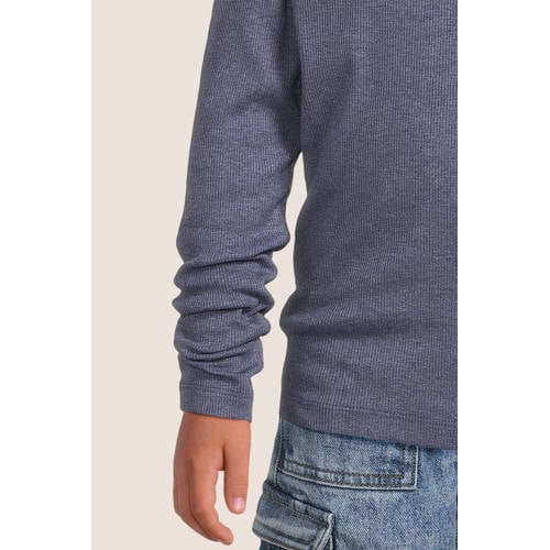name it MINI longsleeve NMMKAB middenblauw Jongens Katoen Ronde hals Effen 80