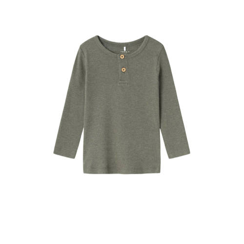 NAME IT MINI longsleeve NMMKAB olijfgroen Jongens Stretchkatoen Ronde hals - maat 98 afbeelding