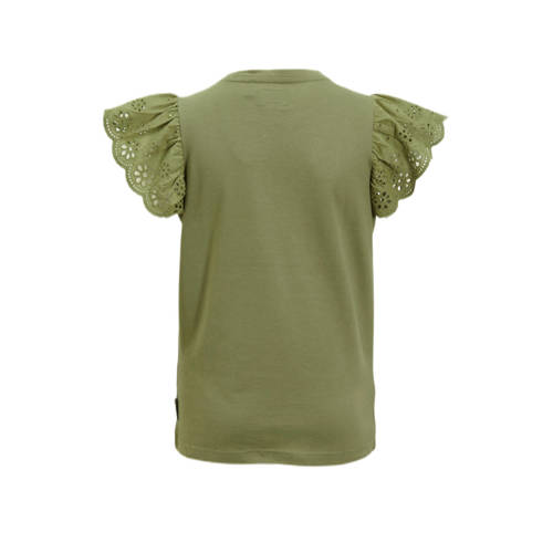 Me & My Monkey T-shirt Pietsje met tekstopdruk khaki Groen Meisjes Katoen Ronde hals 110 116