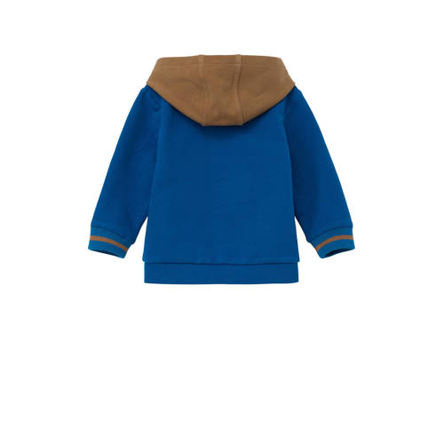 S.Oliver baby hoodie met printopdruk helderblauw bruin Sweater Printopdruk 50