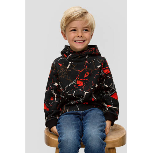 s.Oliver hoodie met all over print zwart rood Sweater All over print 104 110
