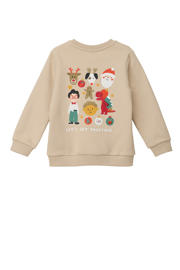 thumbnail: Beige jongens en meisjes s.Oliver kerstsweater met backprint, lange mouwen en ronde hals