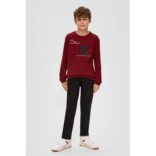 S.Oliver sweater met printopdruk rood zwart Printopdruk 140