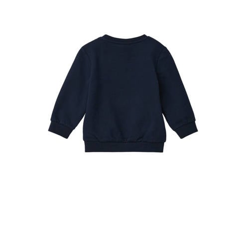 S.Oliver baby sweater met printopdruk donkerblauw bruin Printopdruk 50