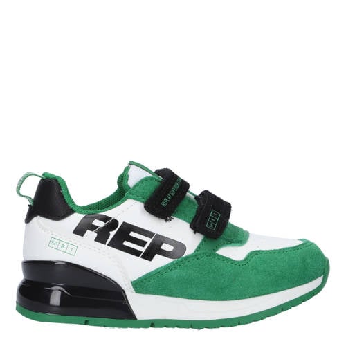 REPLAY Shoot kid suède sneakers groen/wit Jongens Suede Meerkleurig