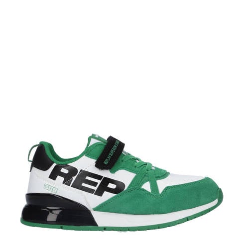 REPLAY Shoot Jr suède sneakers groen/wit Jongens Suede Meerkleurig