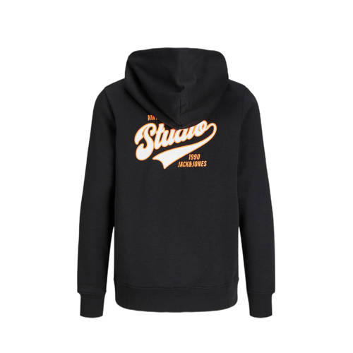 jack & jones JUNIOR hoodie JJTREND met backprint zwart Sweater Backprint 140