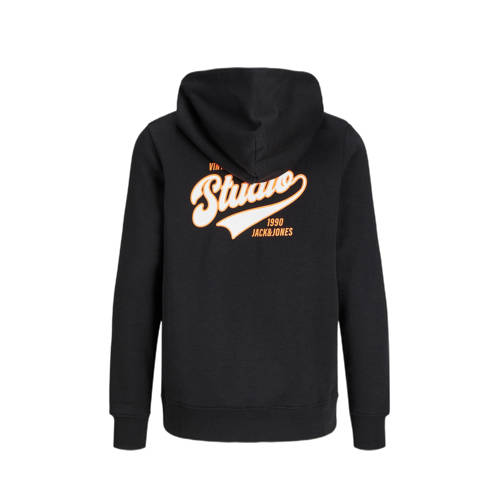 Jack & jones JUNIOR hoodie JJTREND met backprint zwart Sweater Backprint 140