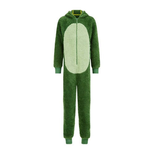 WE Fashion teddy onesie groen Meerkleurig